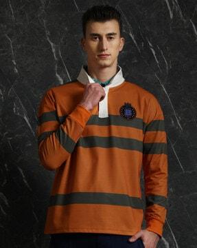 men oversized fit striped polo t-shirt