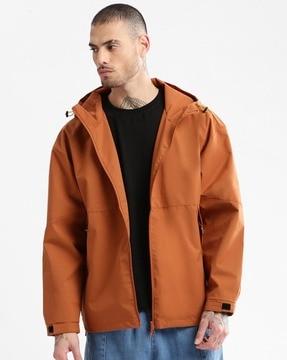 men oversized zip-front biker jacket