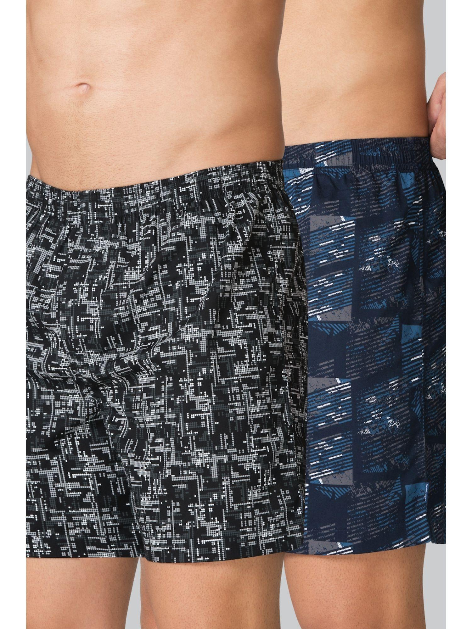 men pack of 2 allover print & functional pockets boxer shorts - ebx-04, ebx-05