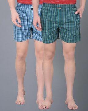 men pack of 2 checked boxers with elasticated waist