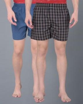 men pack of 2 checked boxers with elasticated waist