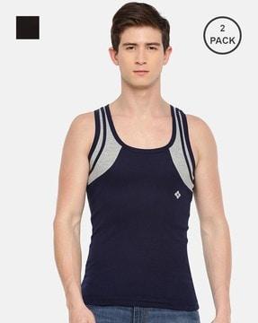 men pack of 2 colourblock cotton vests