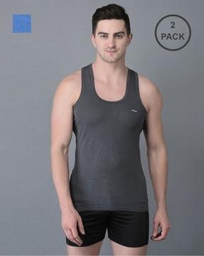 men pack of 2 combed cotton vests