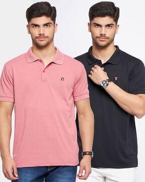 men pack of 2 embroidered regular fit polo t-shirts