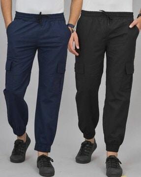 men pack of 2 fitted joggers with elasticated drawstring waist