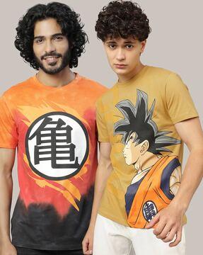 men pack of 2 graphic print regular fit crew-neck t-shirts