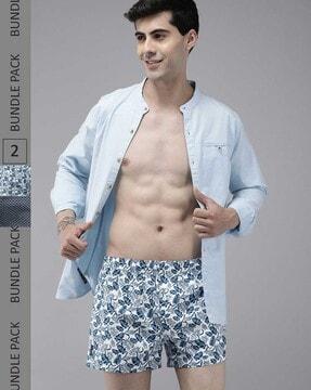 men pack of 2 leaf print boxers with elasticated waistband