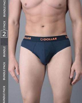 men pack of 2 logo print briefs with elasticated waistband