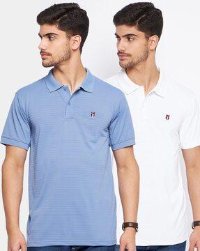 men pack of 2 logo print regular fit polo t-shirts