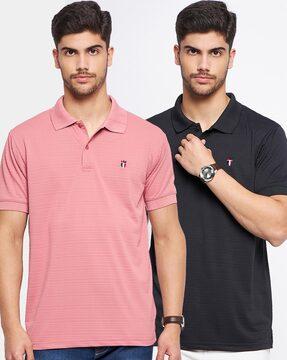 men pack of 2 logo print regular fit polo t-shirts