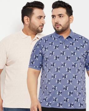 men pack of 2 micro print regular fit polo t-shirts