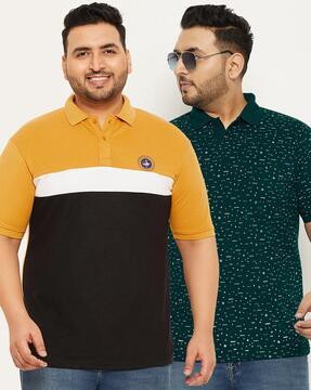 men pack of 2 micro-print regular fit polo t-shirts