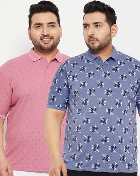 men pack of 2 micro print regular fit polo t-shirts
