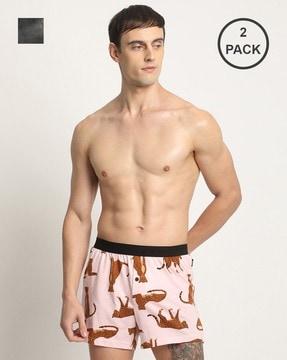 men pack of 2 printed boxers with elasticated waist
