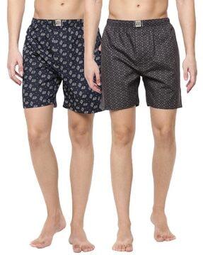 men pack of 2 printed boxers with elasticated waist