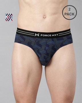 men pack of 2 printed briefs with elasticated waist