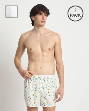 men pack of 2 printed cotton boxers