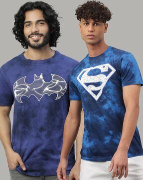 men pack of 2 printed regular fit crew-neck t-shirts