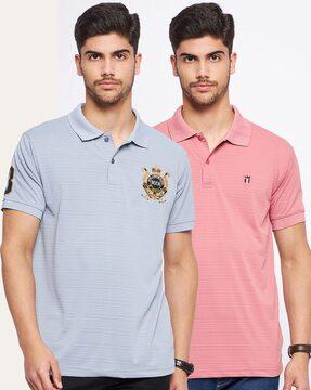 men pack of 2 printed regular fit polo t-shirts
