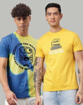 men pack of 2 printed regular fit t-shirt with short sleeves