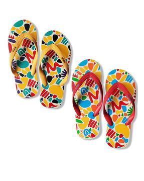 men pack of 2 printed thong-strap flip-flops