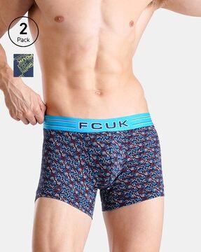 men pack of 2 printed trunks with elasticated waistband