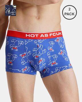 men pack of 2 printed trunks with elasticated waistband