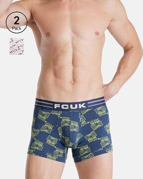 men pack of 2 printed trunks with elasticated waistband