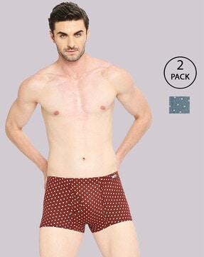 men pack of 2 printed trunks with elasticated waistband