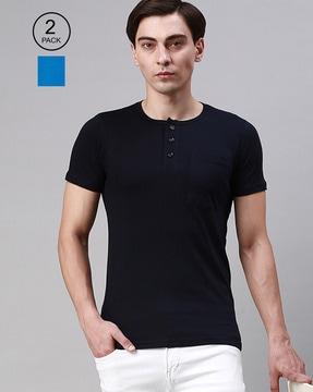 men pack of 2 regular fit henley t-shirts