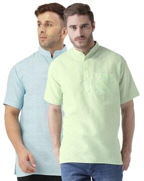 men pack of 2 regular fit kurtas with patch pocket