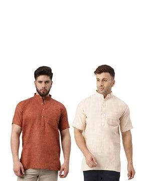 men pack of 2 regular fit shirt kurtas