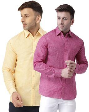 men pack of 2 regular fit shirts with patch pocket