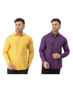 men pack of 2 regular fit shirts with patch pocket