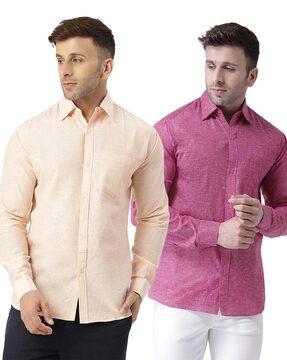 men pack of 2 regular fit shirts with patch pocket