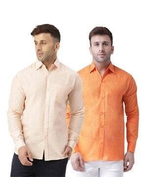 men pack of 2 regular fit shirts with patch pocket