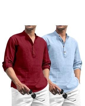 men pack of 2 regular fit short kurtas