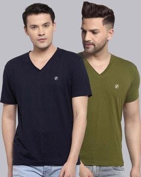 men pack of 2 slim fit v-neck t-shirts