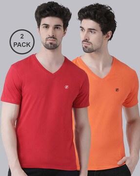 men pack of 2 slim fit v-neck t-shirts