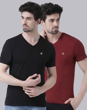 men pack of 2 slim fit v-neck t-shirts