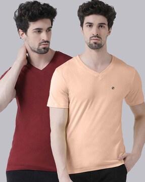 men pack of 2 slim fit v-neck t-shirts