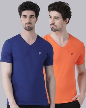 men pack of 2 slim fit v-neck t-shirts