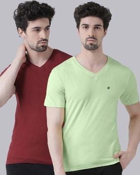 men pack of 2 slim fit v-neck t-shirts