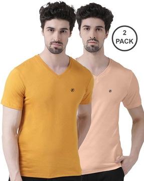 men pack of 2 slim fit v-neck t-shirts