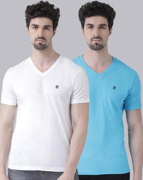 men pack of 2 slim fit v-neck t-shirts