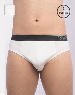 men pack of 2 typographic print briefs with elasticated waistband