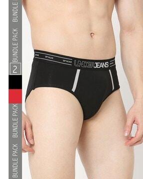 men pack of 2 typographic print briefs with elasticated waistband