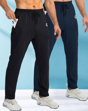 men pack of 2 typographic print straight track pants