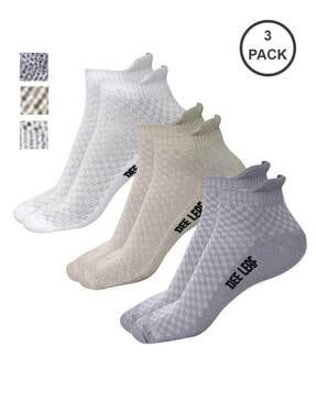 men pack of 3 checked ankle-length socks