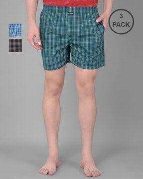 men pack of 3 checked boxers with elasticated waist